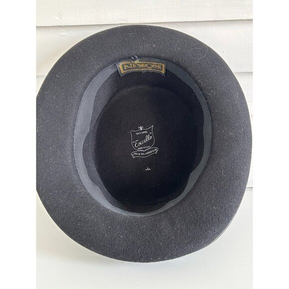 Kokin Womens Black Leather Trim Wool Avant Garde Round Crown Designer Hat - Picture 5 of 7